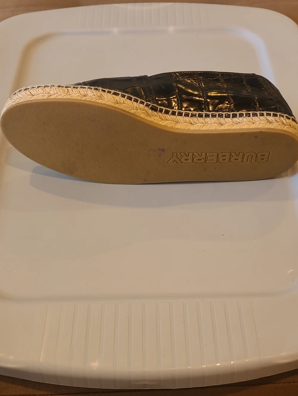 Burberry *SINGLE RIGHT SHOE AMPUTEE* Men's Black Croc Print Espadrille Sz 45/12